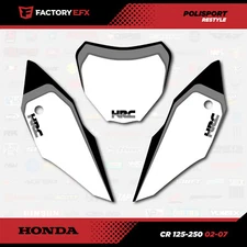 CR125 CR250 Number Plate Graphics for Polisport Restyle kit fits Honda 02-07 Gry
