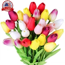 Flores Artificiales Simulación New Flor de tulipán Plantas Plástico De Seda NEW