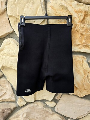 ALTUS NEO Black SHORTS Small Neoprene Rubber Nylon Zipper Exercise Workout Slim