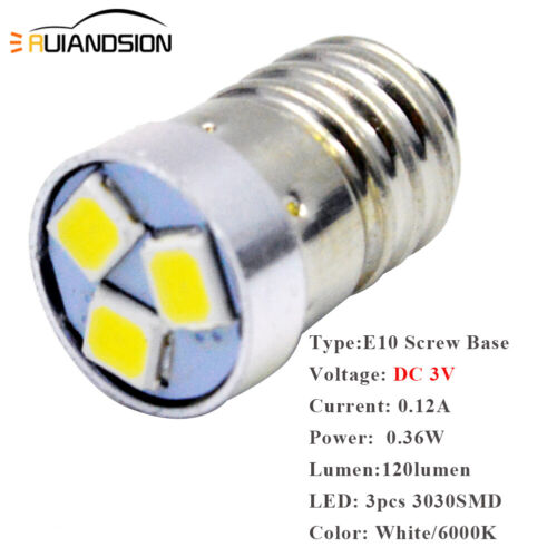 4pcs 3030Chip DC 3V 12V E10 LED 6000K 120lm For Flashlight Torch Lamp Light Bulb - Picture 6 of 8