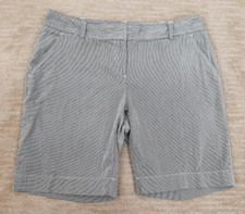 Lands End Women's 8P Fit 1 Dark Blue Seersucker Striped Shorts 9" Inseam Casual