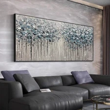 Large 100% Hand-painted scenery oil painting thick texture abstract trees TCJART