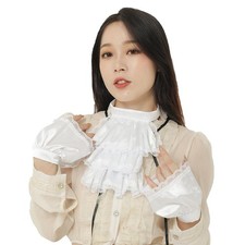 Colonial Unisex White Lace Jabot Collar and Cuffs Set for Costume Theater