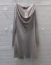 New Mango Draped Neck Satin Dress Silver Size M