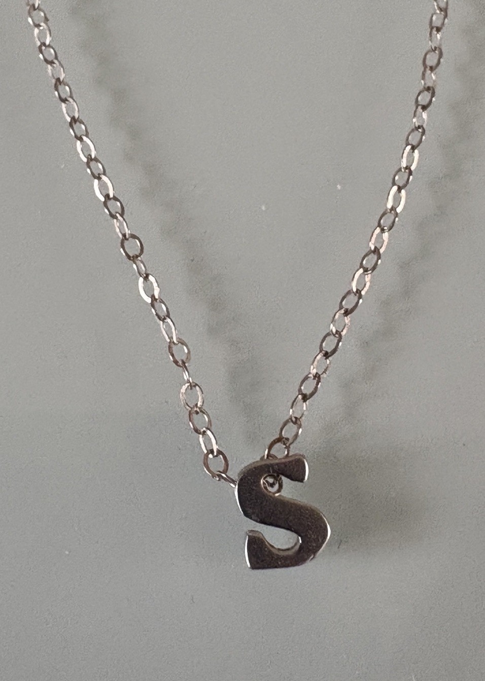 925 Sterling Silver Tiny Initial Letter S Necklace - image 1
