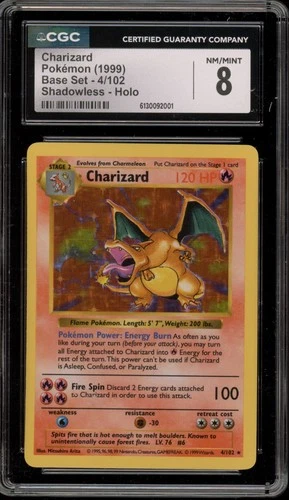 Pokemon Charizard Base Set Shadowless Holo Rare #4 CGC 8