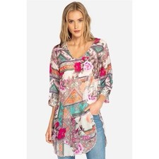 NWT Johnny Was Charlotte Rose Scalloped Floral Geometric Blouse Tunic Size XL