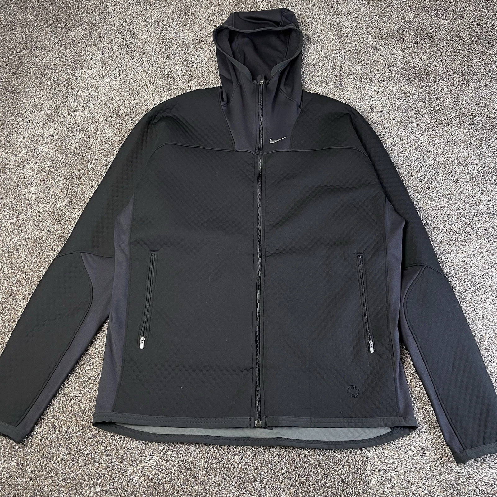 Nike Jacket Men Size Large Thermal Sphere Black Full Zip Training Hoodie Tennis