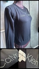 90s 00s y2k Vintage Calvin Klein Sweatshirt mit Strass Branding, Gr. M