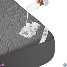 BEDLORE Full Size Waterproof Mattress Protector - Soft Gray Pad for 6"-15" Depth