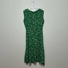 Lauren Ralph Lauren Kelly Green Floral Tie Waist Sleeveless Dress Womens Size 6