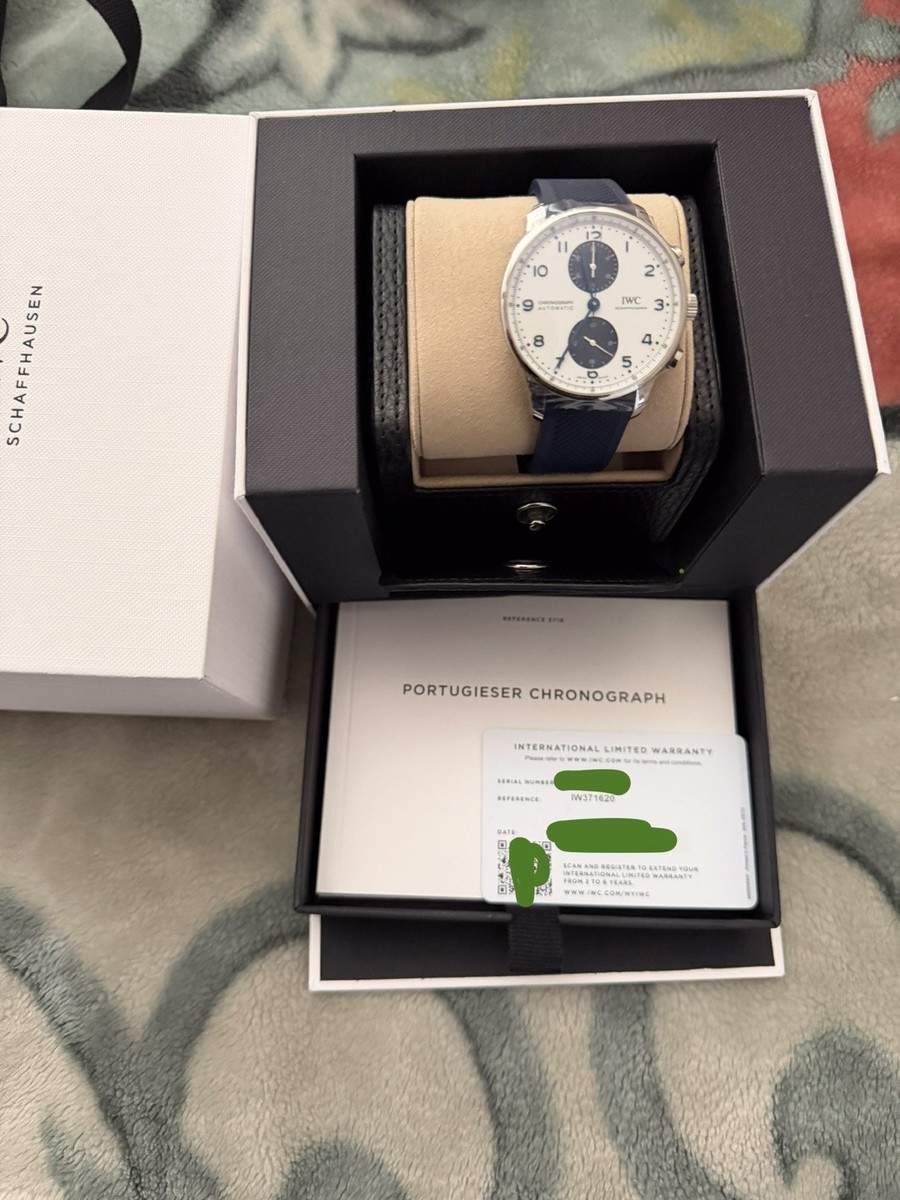IWC Portugieser Chronograph IW371620 Blue Panda 41mm Rubber Strap