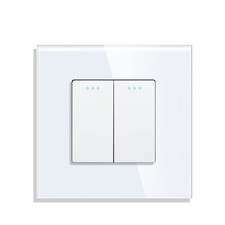 Interruttore a Bottone, Moderno Pannello Da Parete in Cristallo Bianco, Doppio I