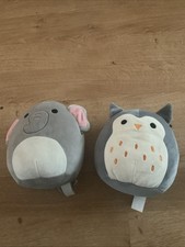 Squishmallow Hoot The Owl And Mila Elephant Plush Soft Toys Approx 8ins