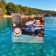 Intex Mega Chill Inflatable Cooler Float 35in Pool Lake River 5 Cup Holder Stora