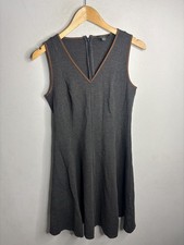 Lauren Ralph Lauren Dress Womens Medium Gray Sleeveless V Neck Fit & Flare