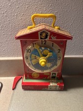 Vintage Fisher Price Music Box Teaching Clock Tested Music Plays Made In USA