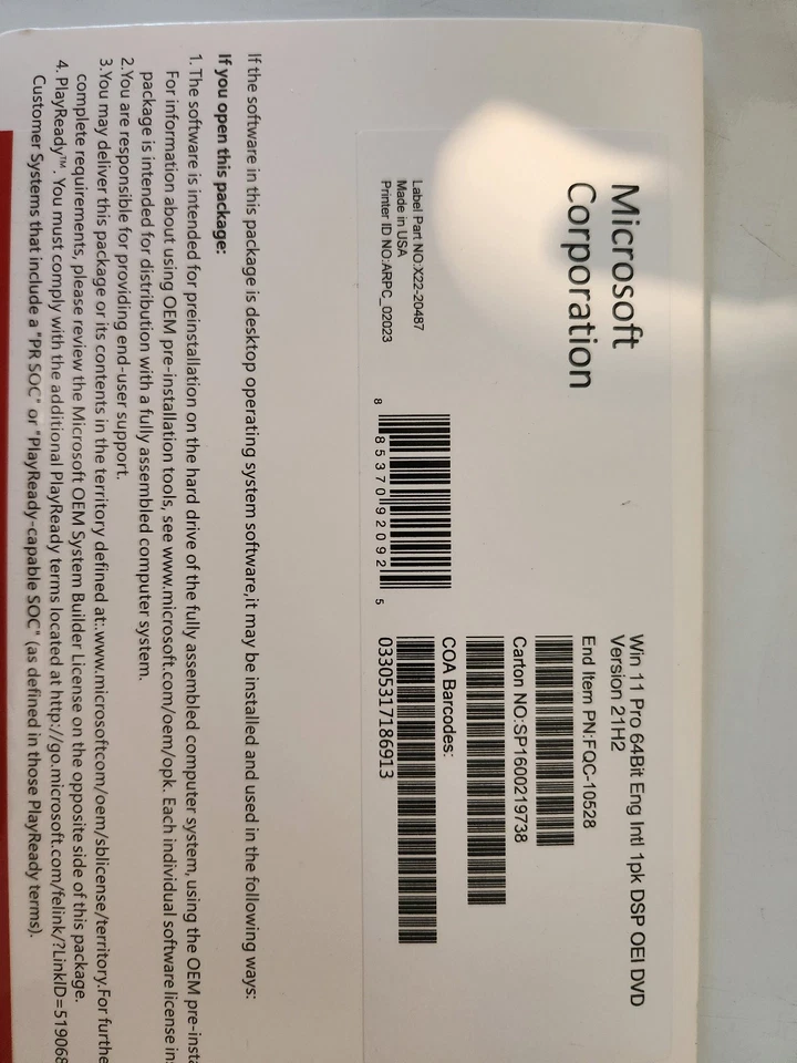 Microsoft Windows 11 Pro /professional 64bit DVD Operating System.. - image 3 of 3