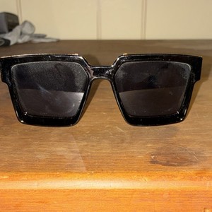  Millionaires Men's Square Sunglasses Black Frame Black Lens