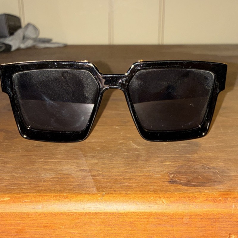  Millionaires Men's Square Sunglasses Black Frame Black Lens
