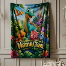 Cheerful Baby Dinosaurs Jungle Coral Fleece Blanket