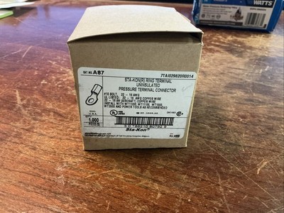ABB/Thomas & Betts A87 Non-Insulated Terminal Ring 22-16-AWG #10 Bolt (1000)