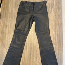 Moda International Black Genuine Leather Bootcut Mid Rise Pants-Size 4