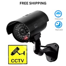 FAKE DUMMY CCTV SECURITY CAMERA BLACK FLASHING LED INDOOR OUTDOOR SURVEILLANCE