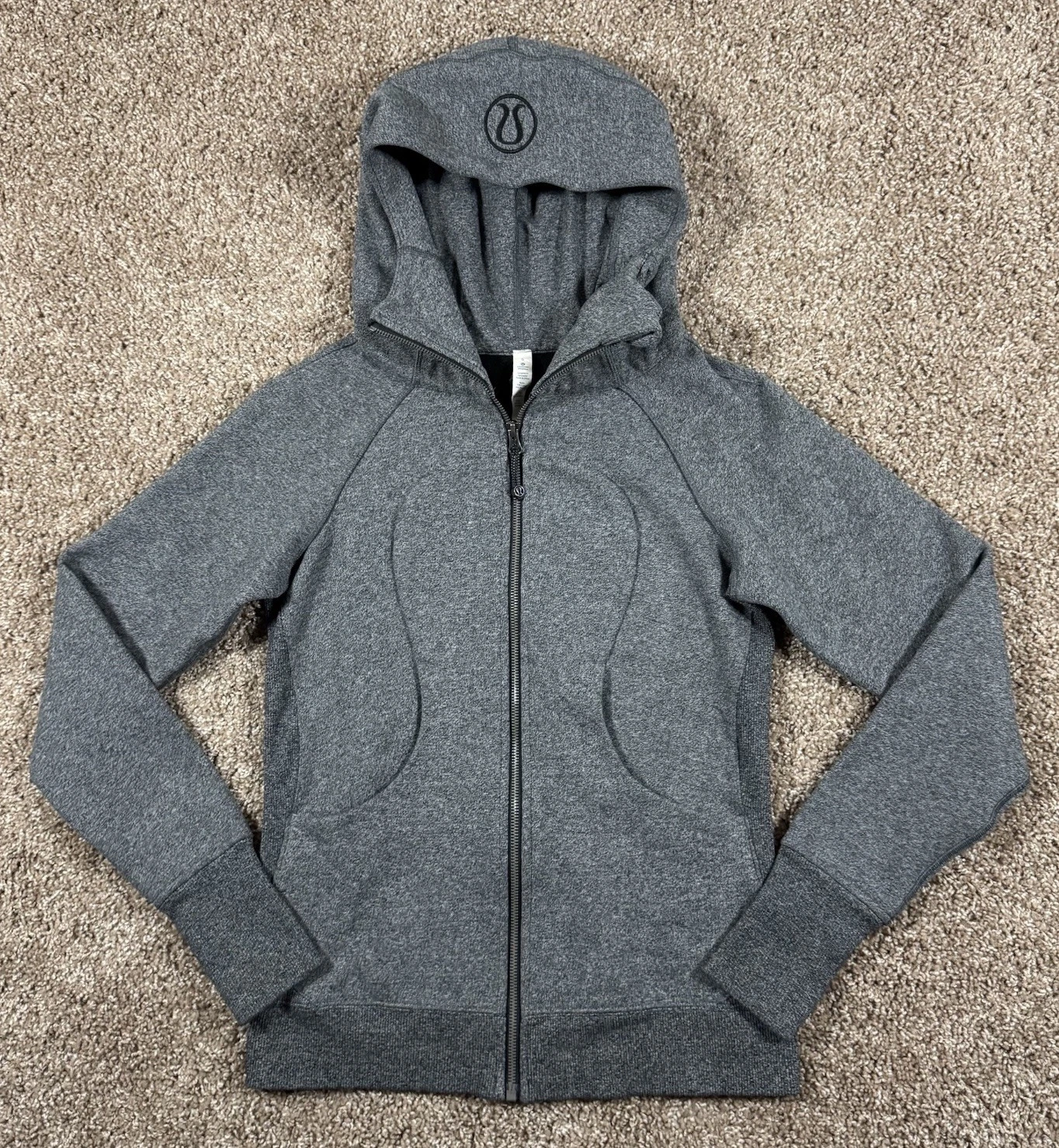 Lululemon Scuba Hoodie Womens 6 Gray Full Zip Fleece Raglan Thumbholes Jacket