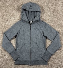 Lululemon Scuba Hoodie Womens 6 Gray Full Zip Fleece Raglan Thumbholes Jacket