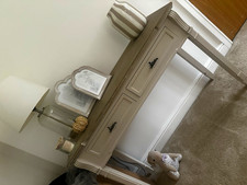 Wood Console Table Beige/Brown Medium Tone 2 Drawers Metal Handles