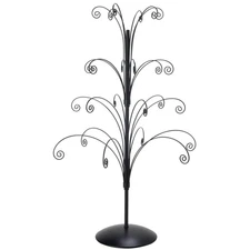 Elegant 3-Foot Black Metal Christmas Ornament Display Tree - Holds 24 Ornaments