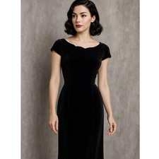 Vintage 50s Jonathan Logan Black Velvet Wiggle Dress Mad Men Cocktail Party LBD