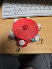 VTG Red Satin Sewing/Trinket Box Surrounded by Chinese Babies Small -China Used