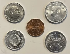 5 Assorted Coins From Around The World, AU, See Description for Details