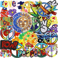 48 Pcs Iron on Patches Hippie Embroidered Patches Random Assorted Styles Kit Aes