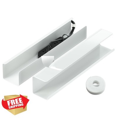 2pk Under Desk Cord Organizer Self-Adhesive Wire Management Tray