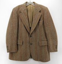 VINTAGE Harris Tweed Sport Coat Men 42 Brown Blazer Wool Herringbone Jacket 