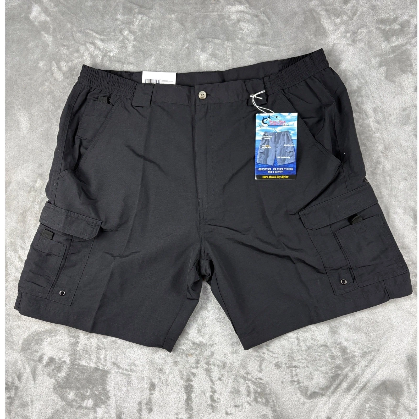 World Wide Sportsman Boca Grande Shorts Mens 42 Black Quick Dry Nylon Fishing