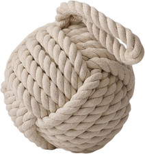 Ferma Porta in Corda Bianca 15X15X25 Cm – Forma Sferica, Design Nautico Decorati