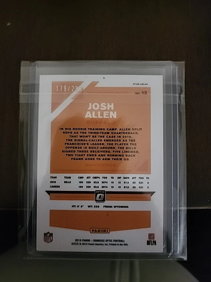 2019 Josh Allen Donruss Optic  Aqua 179/299 - Image 2 of 3