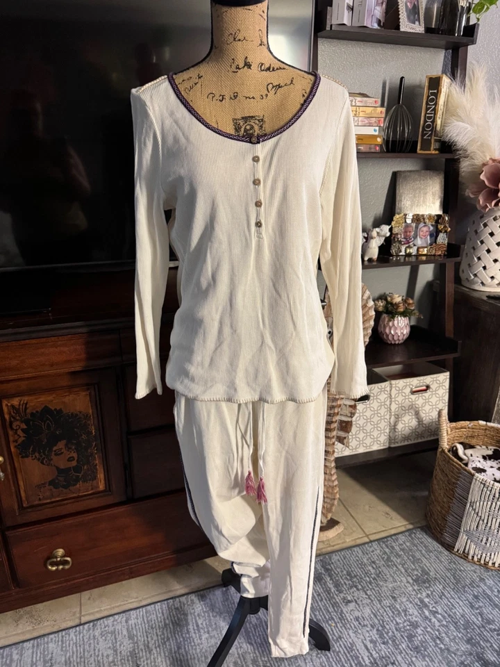 Camisa térmica SUNDANCE manga larga puntada adornada con pantalones para mujer talla XL Foto 2 de 4