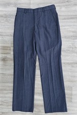 Vtg Wool Blend Mens Dress Pants Navy Blue Pin Striped