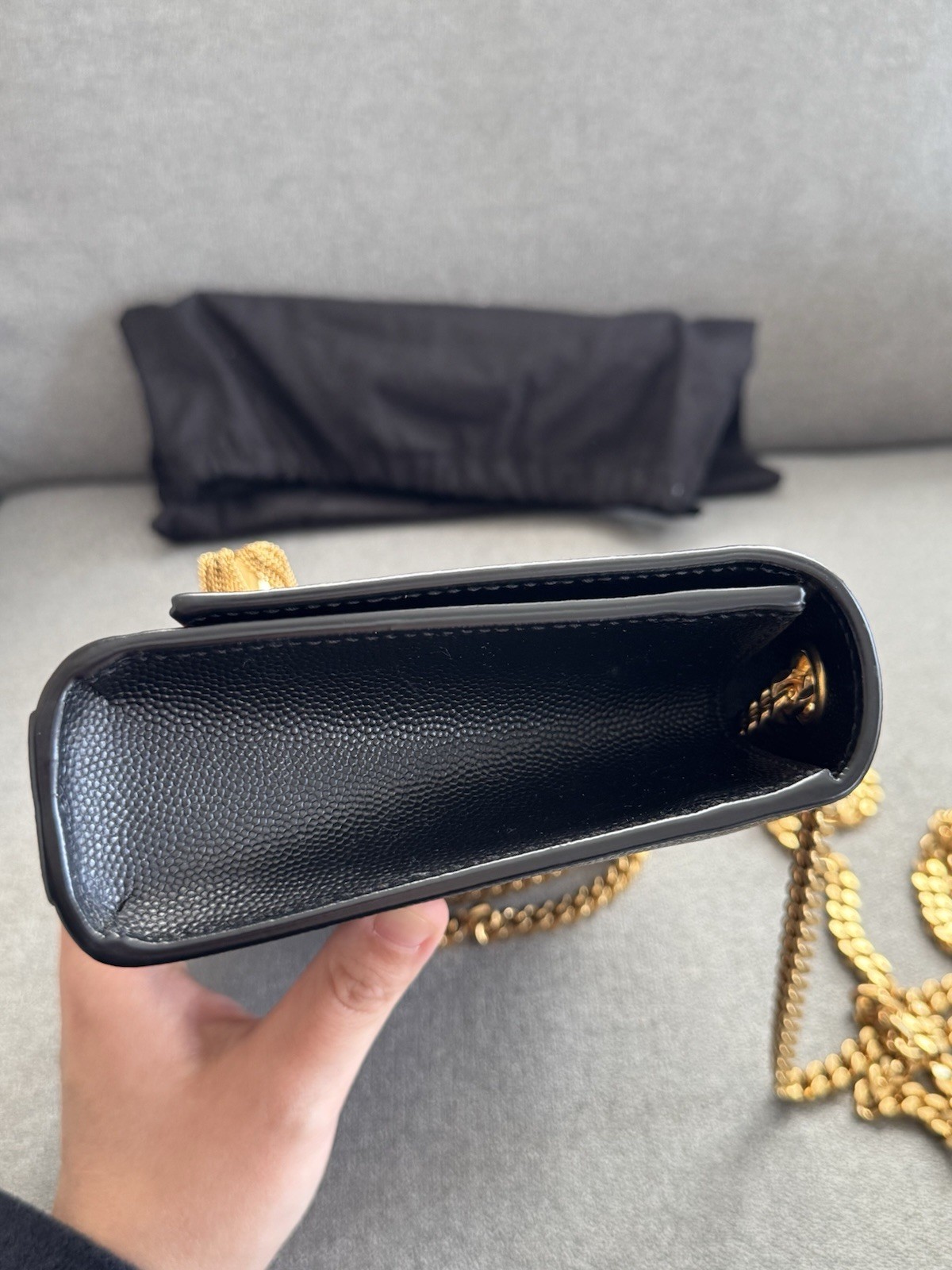 SAINT LAURENT Autentica NAPPA PICCOLA KATE IN PELLE GOFFRATA GRAIN DE POUDRE