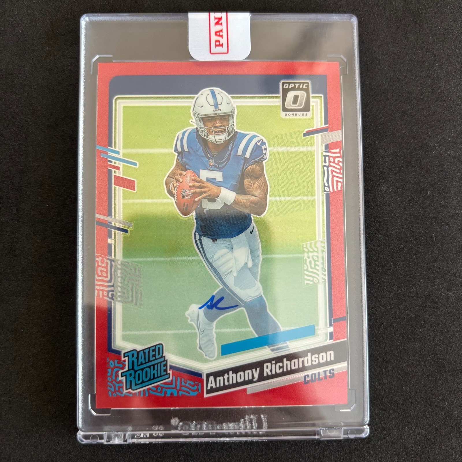 2023 DONRUSS OPTIC ANTHONY RICHARDSON RATED ROOKIE AUTO RED PRIZM AUTO RC /75