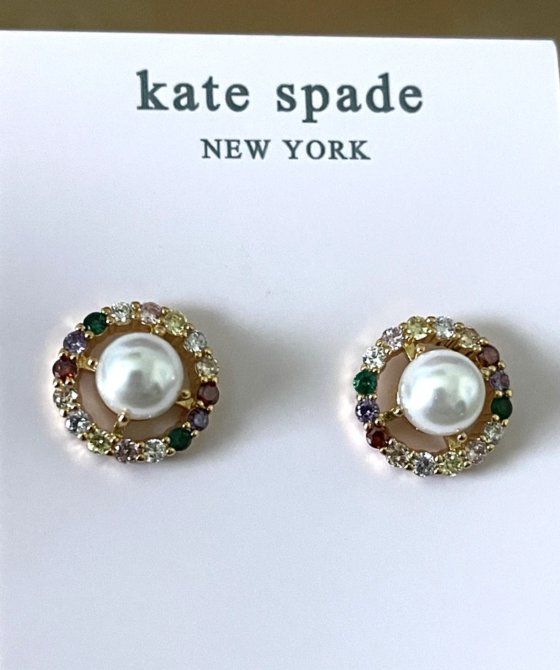 Kate Spade New York Pearl con pedrería multicolor tono dorado nuevo + bolsa antipolvo Foto 4 de 4