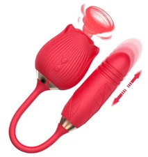🌸 Rose Head Sucking Stimulator & Thrusting 10 Mode Vibrator All In One New