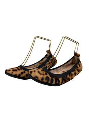 Yosi Samra Samara Foldable Ballet Flats in Leopard Print Haircalf Sz. 7