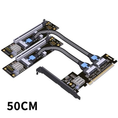 ADT PCIe 4.0 x16 MCIO Graphics Card Card Extender Cable GEN4 PCI-E X16 to X8 X8