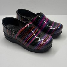 Dansko Professional Clogs Slip On Striped Multicolor Nurse Work Shoes EU 36